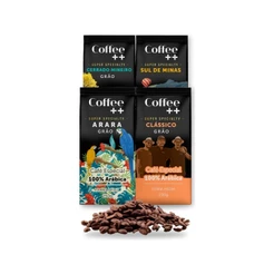 Kit 4 Café Especial em Grãos Coffee Mais Cerrado Mineiro, Sul de Minas, Arara e Clássico 100% Arábica - 4x250g