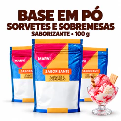 Marvi Base Pó De Sorvete 100g Saborizante Uso Profissional Para Sobremesas