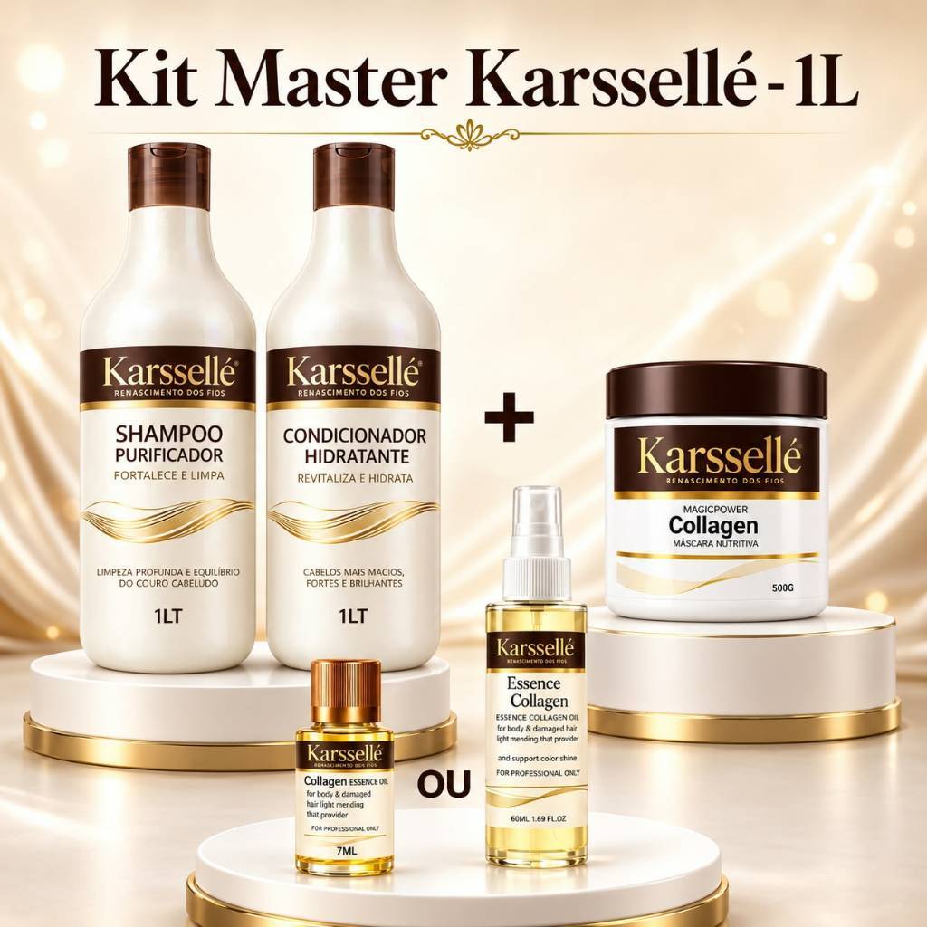 Kit Shampoo 1LT + Condicionador 1LT + Máscara 500g + Oleo 7ml OU 60ml - Karssellé