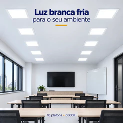 Kit 10 Plafon Painel LED 36W Embutir 40x40cm - Escolha a Cor (3000K / 4000K / 6500K)
