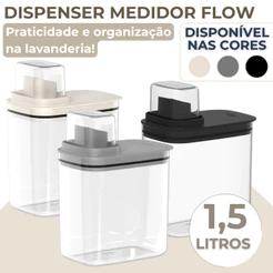 Dispenser Organizador Porta Sabão Em Pó Líquido Amaciante 1,5L Com Copo Medidor Ou