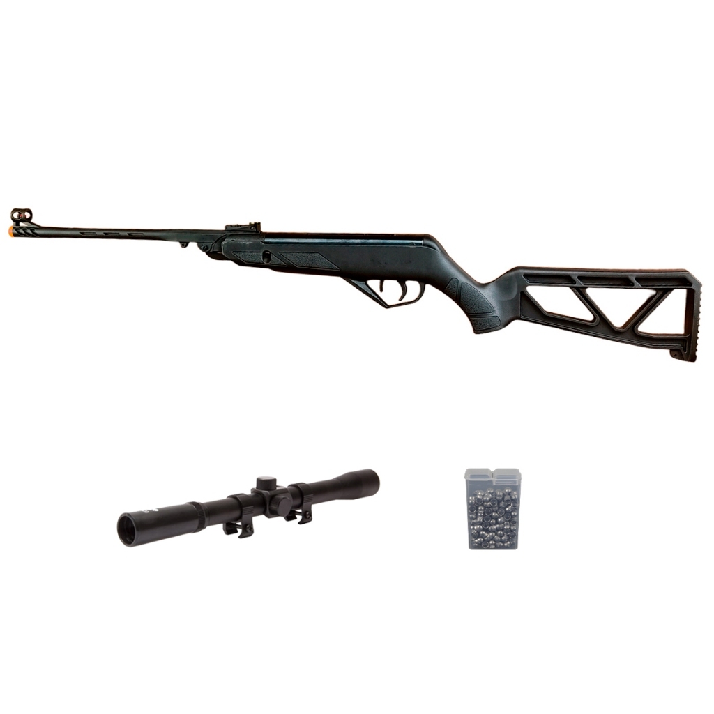 Carabina de Pressão Vegas Preta 5.5mm - CBC + Luneta 4x20 + Chumbo