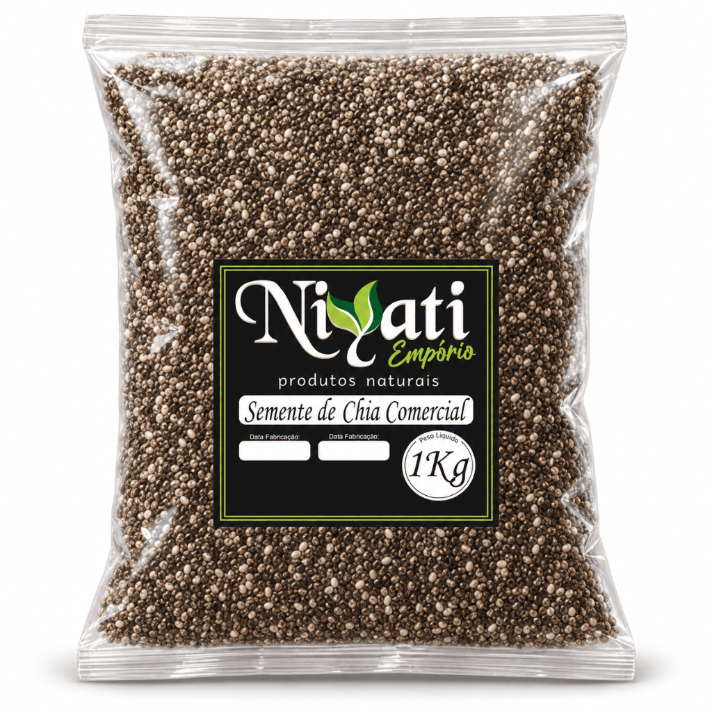 Semente de Chia 1Kg Comercial para Pães Frutas Doces e Saladas