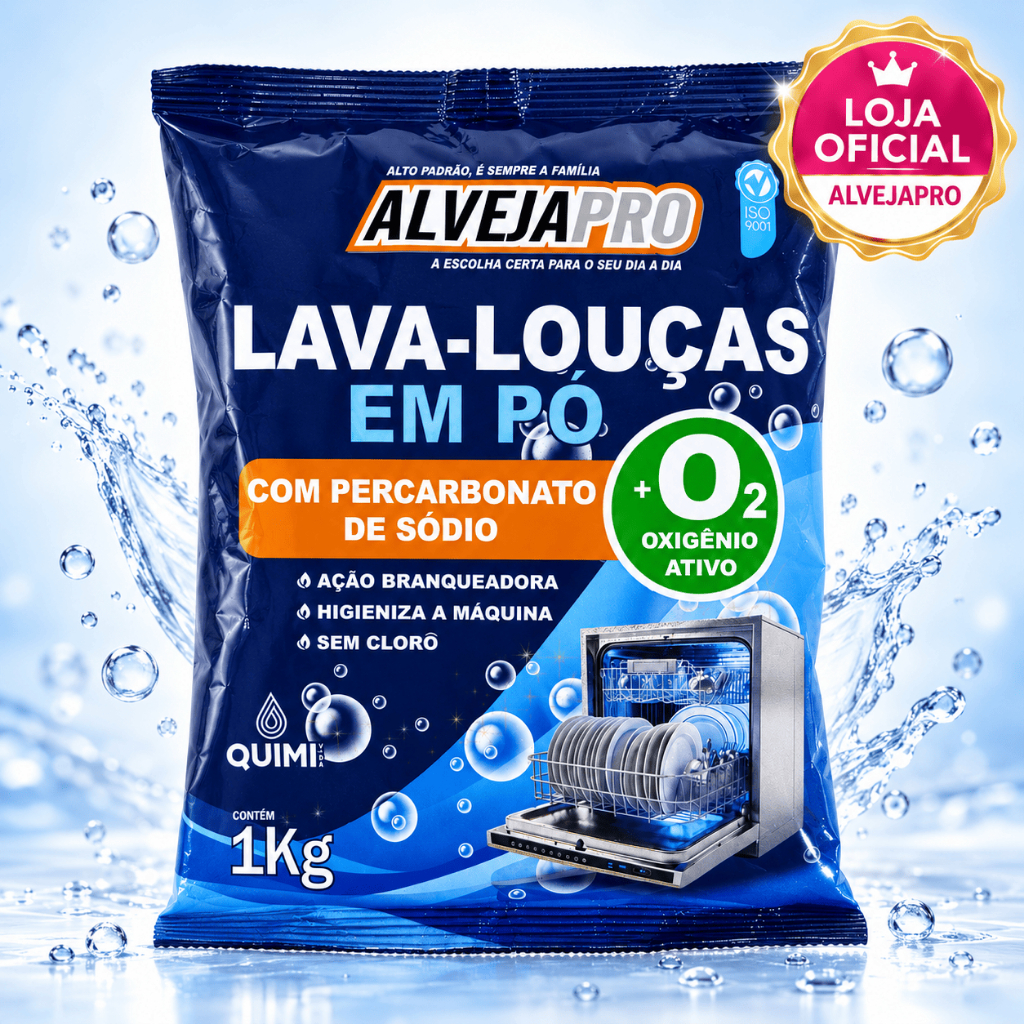 Detergente em Pó para lava louças 1kg Limpeza Profunda - Remove Gordura Pesada - AlvejaPro