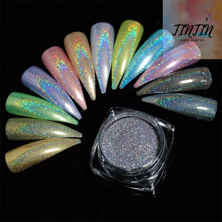 KIT Pó Holográfico Unha Gel Cromo Metalizado Efeito Laser Glitter Decoração Nail Art Pronta Entrega