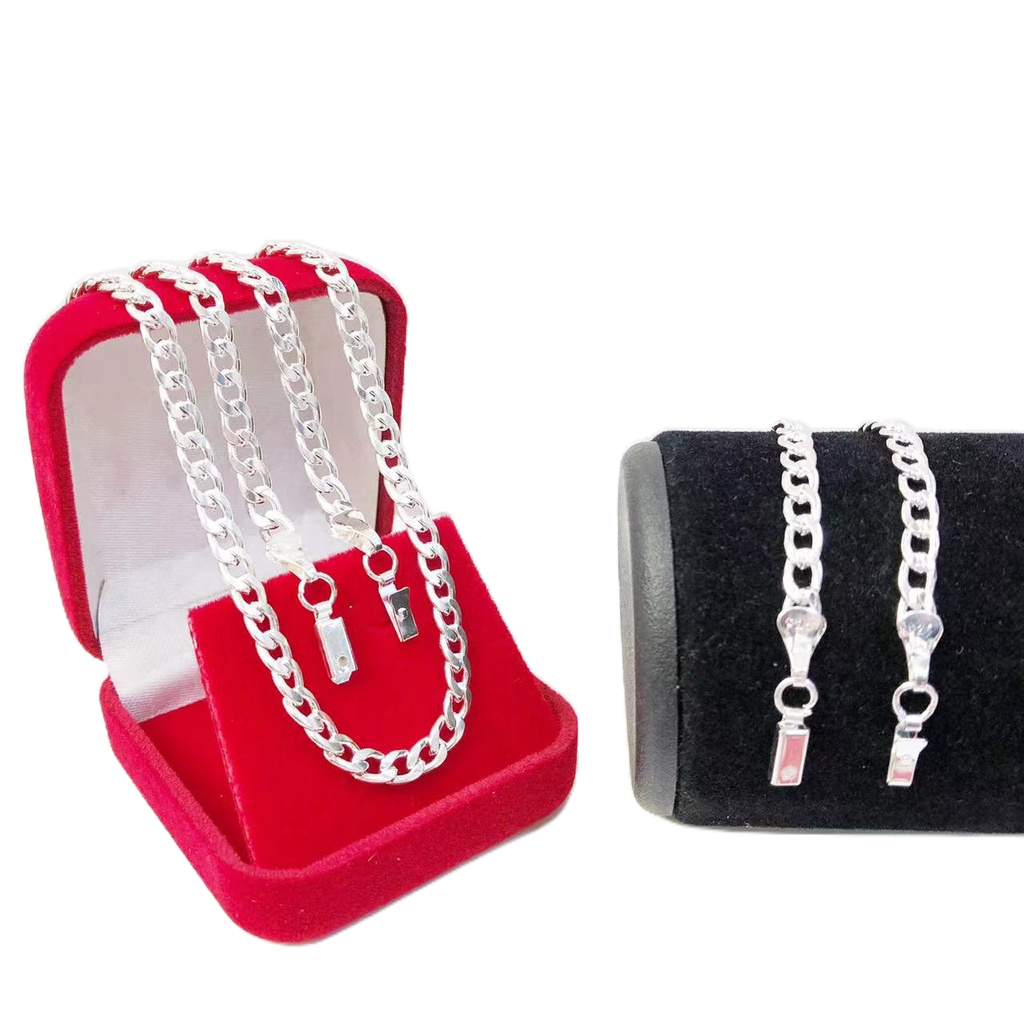 Corrente e Pulseira Cordão Banhado Prata 925 Masculina 60cm 4mm em Oferta na Shopee