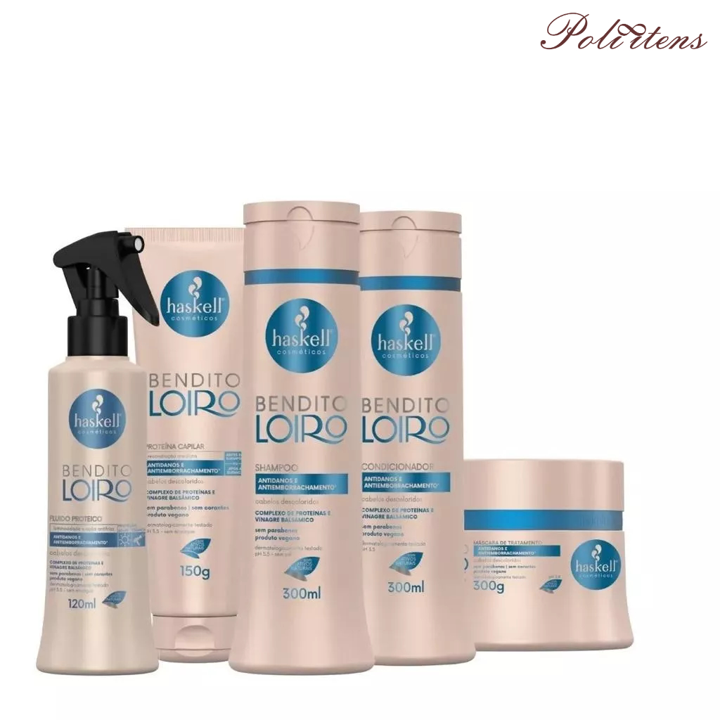 Kit Haskell Bendito Loiro Sh Cond Máscara 300ml 5 Itens Completo