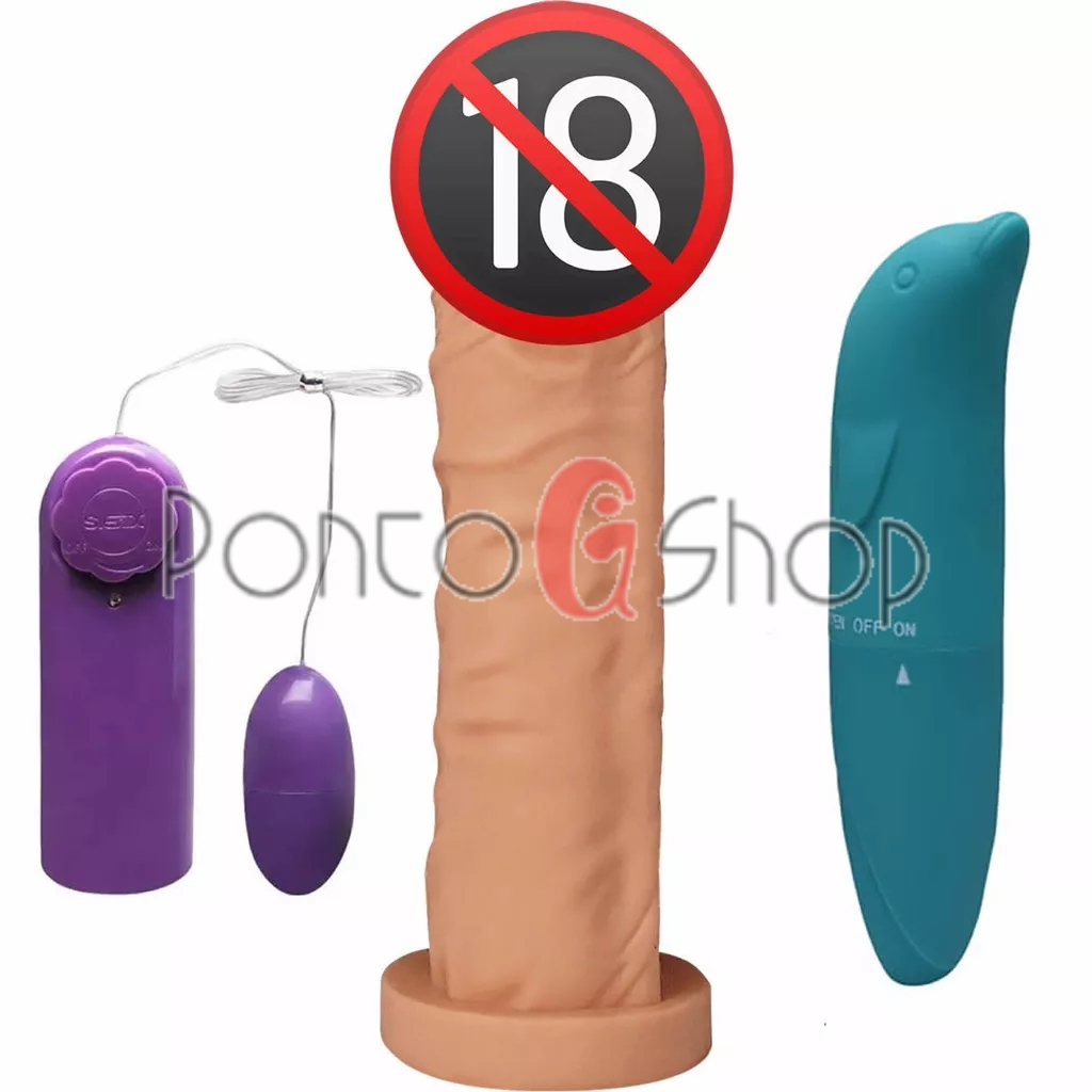 Kit Orgasmo Vibrador Feminino Golfinho + Pênis Realístico Sex Shop + Vibrador Bullet