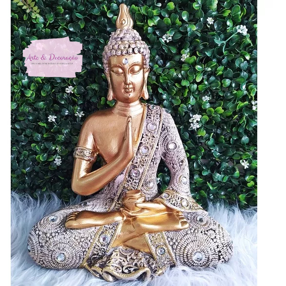 Imagem Buda Tibetano Hindu Sidarta 27 CM Jarro Dourado Decoração Sala Novidade estatuas para decoração