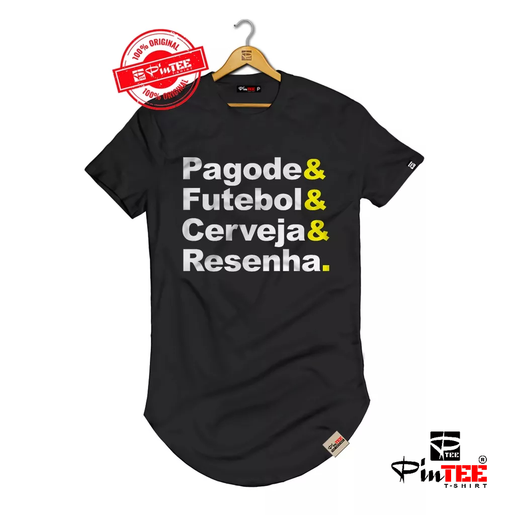 Camiseta Masculina Longline Blusa Estilo Alongada Pagode, Futebol, Cerveja & Resenha