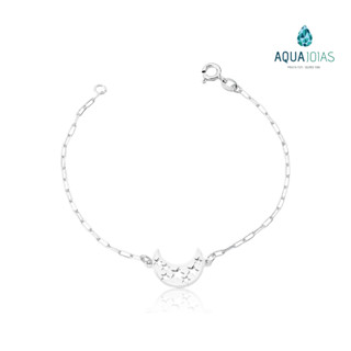 Pulseira Prata 925 Lua com estrelas vazadas