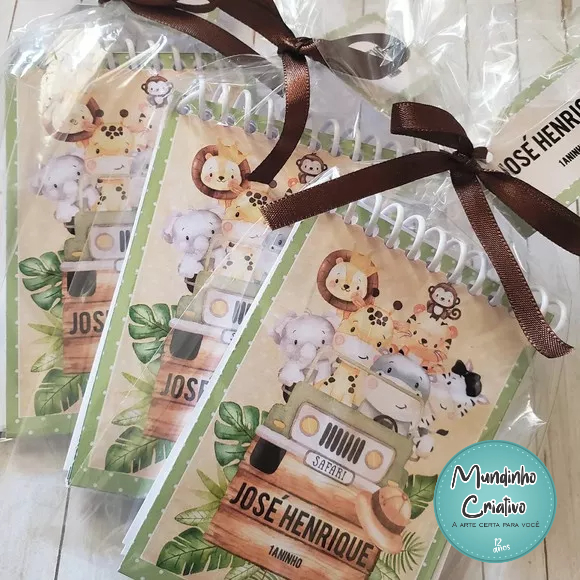Bloquinho personalizado  10x7 Safari - lembrancinha aniversário /maternidade ( 10 unidades)