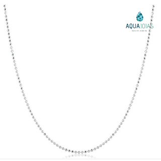 Colar prata 925 corrente bolinha diamantada 45cm prata 925 maciça