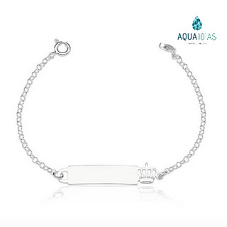 Pulseira plaquinha infantil Coroa - Prata 925 em Oferta na Shopee