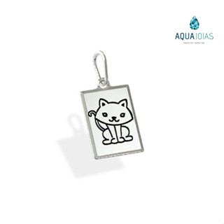 Pingente plaquinha gato patinha - Prata 925