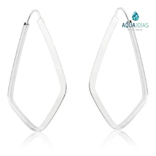 Brinco Argola Balãozinho Fio Triangular 40mm prata 925