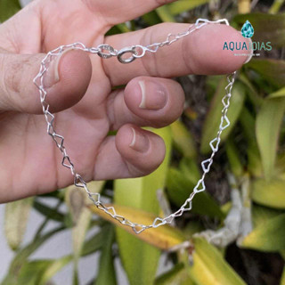 Pulseira prata 925 coração feminina