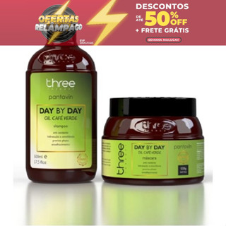 Kit Shampoo + Mascara Café Verde Pantovin Day By Day 500ml PROMOÇÃO