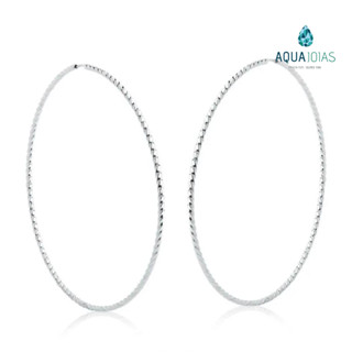 Brinco argola redonda fio torcido 50mm grande prata 925