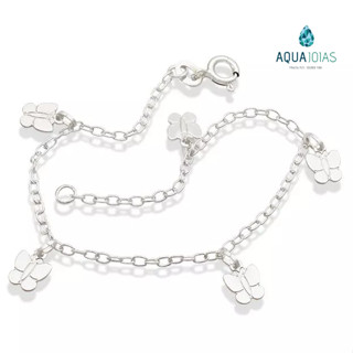 Pulseira Feminina de Prata 925 Borboletas