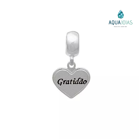 Berloque gratidão coração prata 925 em Oferta na Shopee
