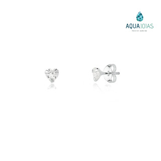 Brincos prata 925 coração mini 3mm zircônia