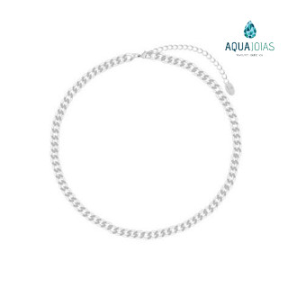 Choker prata 925 grumet 4mm - Prata maciça legitima
