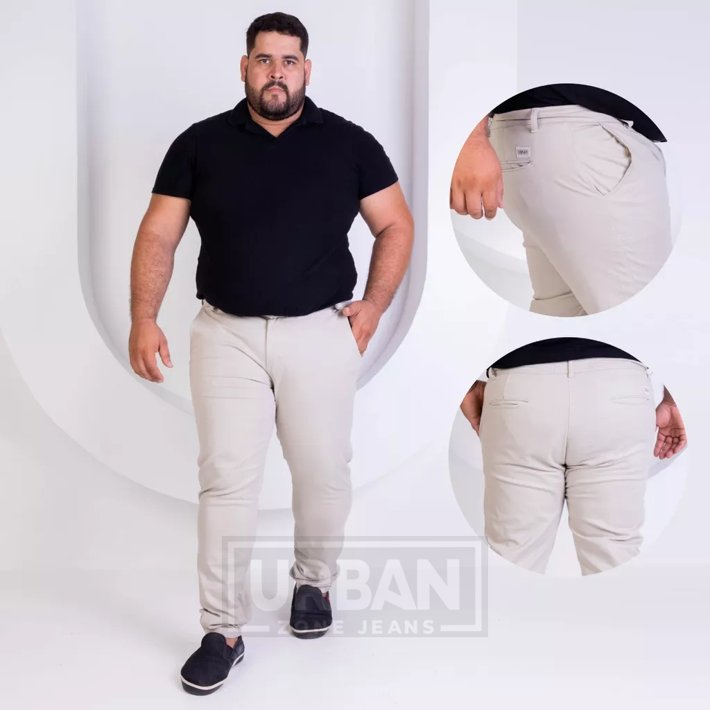 Calça Masculina Plus Size Esporte Fino Estilo Social - Sport Fino Tamanho  48 ao 52 - Escorrega o Preço