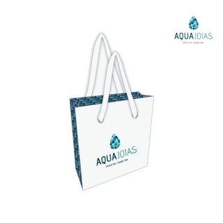 Embalagem sacola personalizada Aqua Joias pequena para presente