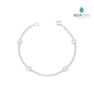 Pulseira prata 925 coração cristal zircônia 19cm