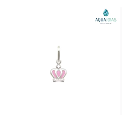 Pingente prata 925 coroa rosa pequena
