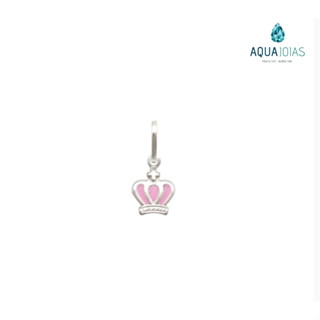 Pingente prata 925 coroa rosa pequena