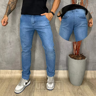 Calça Jeans Masculina Bolso Inclinado Esporte Fino Jeans Premium Slim Fit