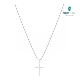 Colar prata 925 veneziana 70cm com pingente Cruz 1,8cm