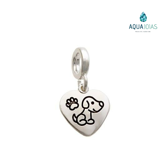 Berloque coração cachorro pata prata 925 em Oferta na Shopee
