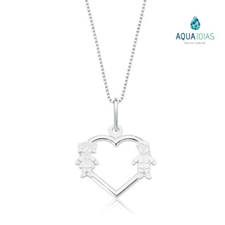 Colar prata 925 coração casal veneziana 45cm