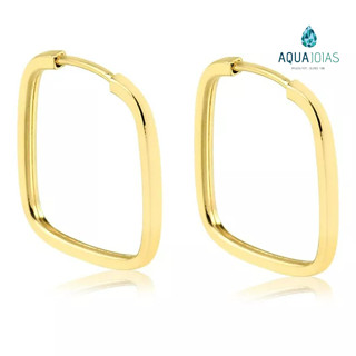 Brinco Ouro 18k 750 Argola Quadrada Adulto e infantil 1.3cm