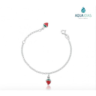 Pulseira infantil moranguinho prata 925