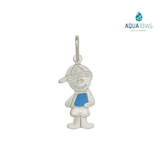 Pingente menino camiseta azul prata 925 em Oferta na Shopee
