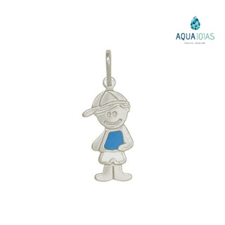 Pingente menino camiseta azul prata 925