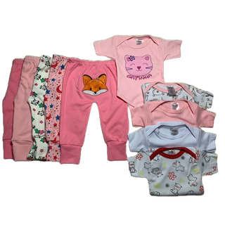 bebe body manga curta e mijão feminino kit com 10 peças suedine 100% algodao