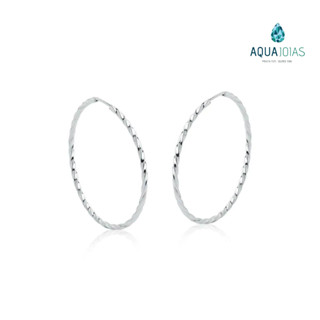 Brinco argola redonda fio torcido 25mm prata 925