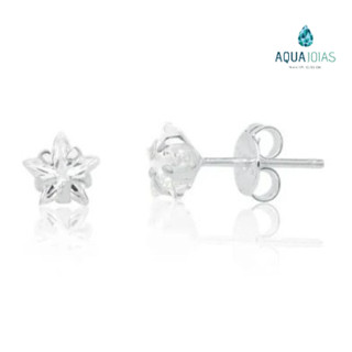 Brincos prata 925 estrela zircônia 6mm