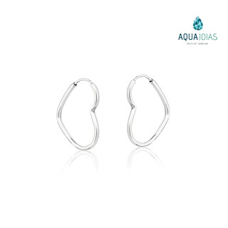 Brincos prata 925 argola coração pequena prata 925 - 16mm