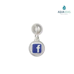 Berloque para pulseira Facebook prata 925