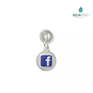 Berloque para pulseira Facebook prata 925
