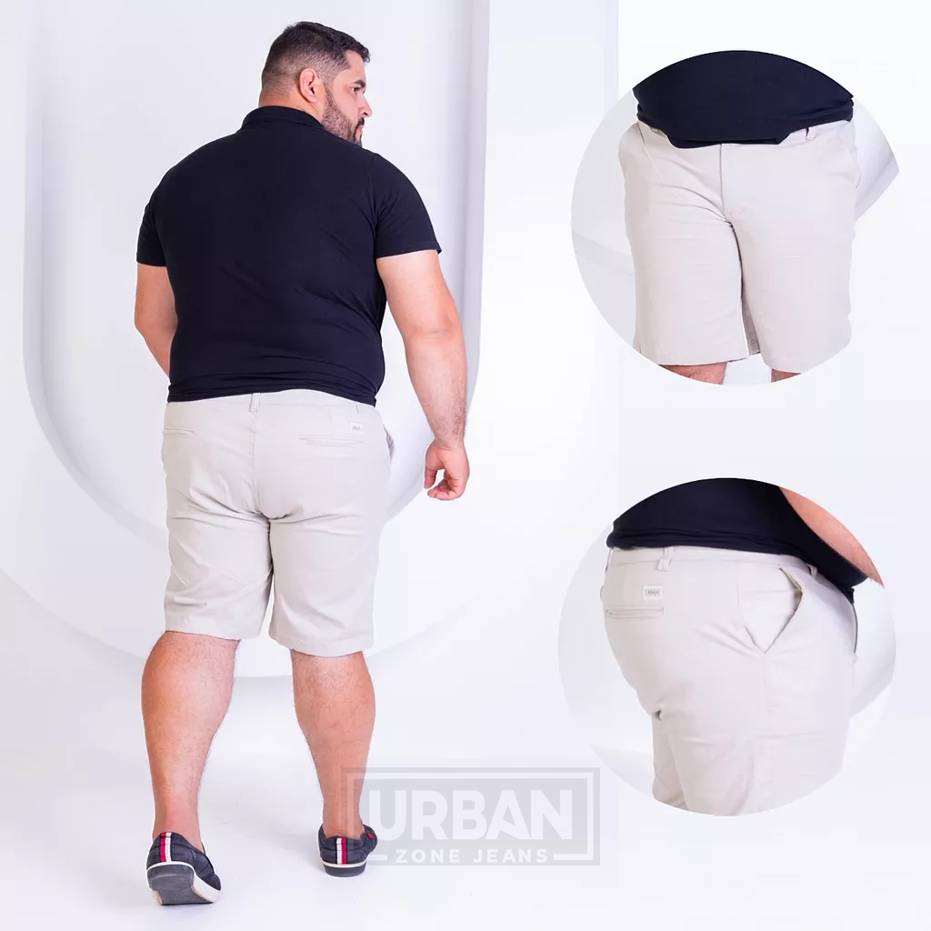 Bermuda Sarja Masculina Plus Size Brim Premium com Elastano - Men Clothes