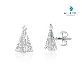 Brinco prata 925 Nossa Senhora Aparecida - 6mm x 10mm prata original