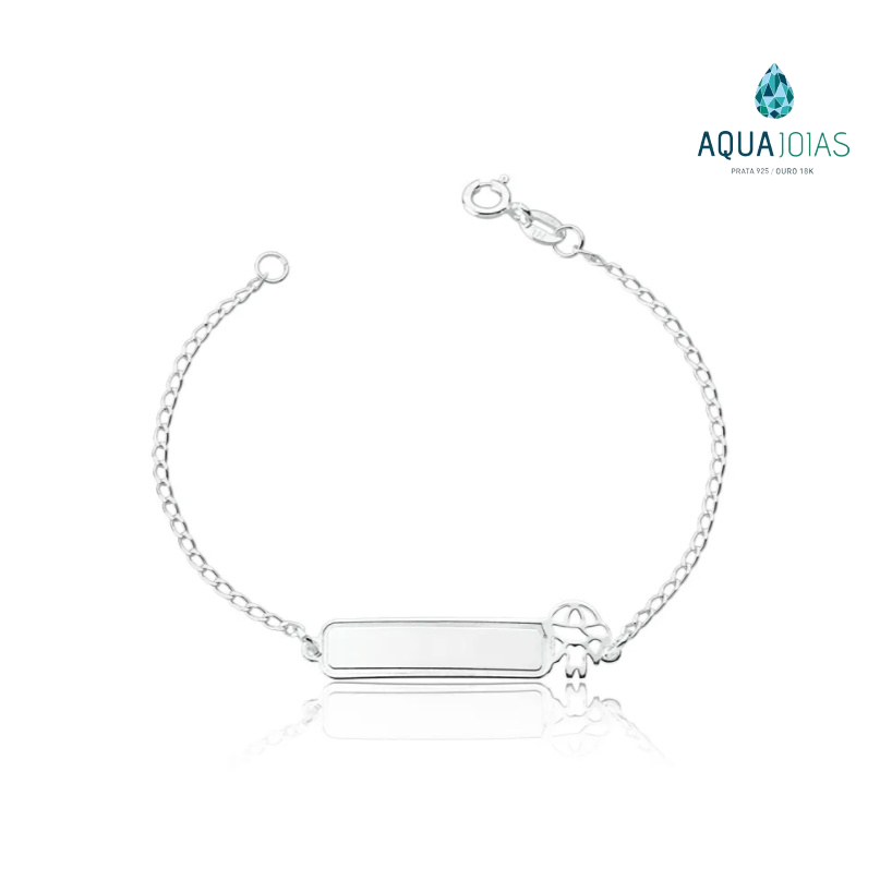 Pulseira plaquinha infantil menino - Prata 925 - Baby & Kids Fashion