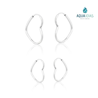 Kit brincos argolas coração 16mm e 22mm prata 925